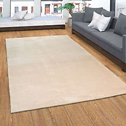 Paco Home Soft Area Rug in Beige Anti-Slip Rug Solid Color Washable