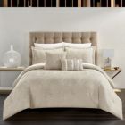 Alternate image 0 for Chic Home Hubli Comforter Set Embroidered Pattern Heathered Bedding - Decorative Pillows Shams Included - 5 Piece - Queen 92x96", Beige
