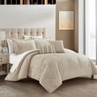 Alternate image 2 for Chic Home Hubli Comforter Set Embroidered Pattern Heathered Bedding - Decorative Pillows Shams Included - 5 Piece - Queen 92x96", Beige