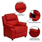 Alternate image 2 for Flash Furniture Deluxe Padded Contemporary Red Vinyl Kids Recliner With Storage Arms - Red Vinyl