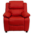 Alternate image 3 for Flash Furniture Deluxe Padded Contemporary Red Vinyl Kids Recliner With Storage Arms - Red Vinyl