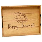 Elegant Designs Decorative Wood Serving Tray with Handles, 15.50" x 12", "Happy Harvest"