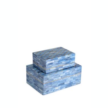 GAURI KOHLI Monaco Blue Decorative Boxes, Set of 2. View a larger version of this product image.