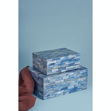 GAURI KOHLI Monaco Blue Decorative Boxes, Set of 2. View a larger version of this product image.