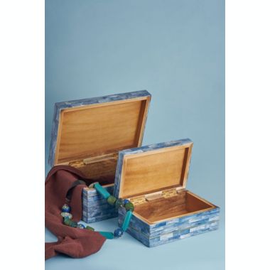 GAURI KOHLI Monaco Blue Decorative Boxes, Set of 2. View a larger version of this product image.
