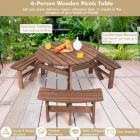 Alternate image 2 for Hivago 6-Person Patio Wood Picnic Table Beer Bench Set