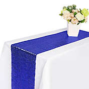 Stock Preferred 5-Pieces Glitter Sequin Table Runner in 12"x72" Blue