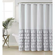Kate Aurora Melanie Shabby Chic Gypsy Semi Ruffled Fabric Shower Curtains - Gray