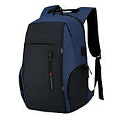 USB Charging Waterproof Laptop Backpack -  Blue