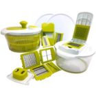 Alternate image 1 for MegaChef 10-in-1 Multi-Use Salad Spinning Slicer, Dicer and Chopper with Interchangeable Blades and Storage Lids
