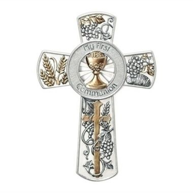 Joseph Studio 8 Inch Tall Communion Wall Cross Silver and Gold. View a larger version of this product image.