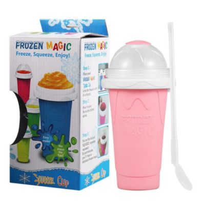 Frozen Magic Slushie Maker Cup Quick-Frozen Smoothies Homemade Milkshake Bottle Pink