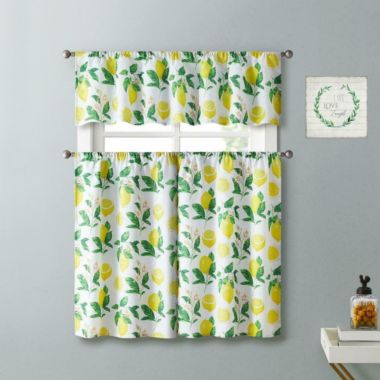 Kate Aurora Country Lemon Vine Complete 3 Piece Kitchen Curtain Tier & Valance Set - 58 in. W x 56 in. L, Multi. View a larger version of this product image.