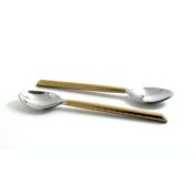 Vibhsa 5" Teaspoons Golden Cut Hammered Dessert Spoons Set of 6