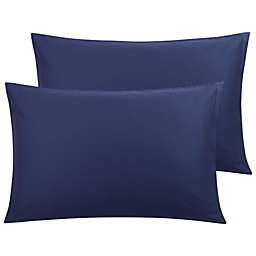 PiccoCasa Zipper Soft 2Pack Cotton Pillowcases, Navy Blue King