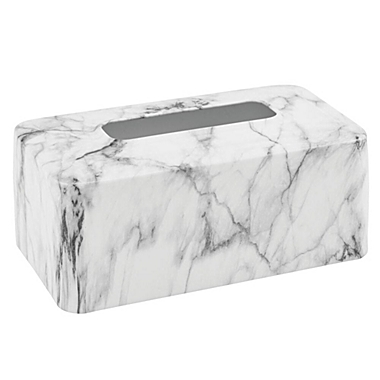mDesign Modern Metal Tissue Box Cover White Rectangular Holder 