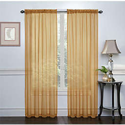 GoodGram 2 Pack  Elegant Sheer Voile Curtain Panels - 52 in. W x 84 in. L, Gold