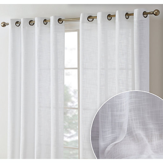 Linen Sheer Curtains Living Room Curtains Pair Eyelet Privacy Linen 
