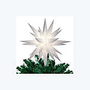 Keystone 12" Lighted White Moravian Star Christmas Tree Topper/Decoration - Clear Lights