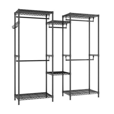 Idealhouse Black Metal Clothes Rack with 0.75 in. Diameter Rods 75 in. W x 76.77 in. H. View a larger version of this product image.