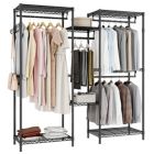 Alternate image 1 for Idealhouse Black Metal Clothes Rack with 0.75 in. Diameter Rods 75 in. W x 76.77 in. H