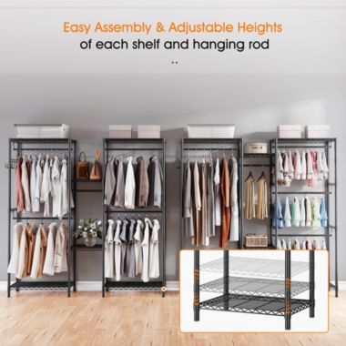 Idealhouse Black Metal Clothes Rack with 0.75 in. Diameter Rods 75 in. W x 76.77 in. H. View a larger version of this product image.