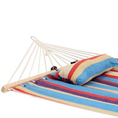 Sunnydaze Heavy-Duty Single Person Cotton Fabric Hammock with Spreader Bars - 300 lb Weight Capacity - Wildberry. View a larger version of this product image.