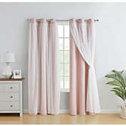 Kate Aurora Basic Elegance 2 Pack Double Layered Hotel Chic Sheer Light Defusing Curtains - 38 in. W x 84 in. L, Blush/Pink