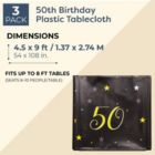 Alternate image 1 for Blue Panda 3 Pack 50th Birthday Tablecloth Party Decor for Men and Women, Plastic Table Covers for Anniversary (54 x 108 In)