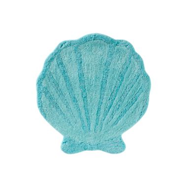 Saturday Knight Ltd South Seas Vibrant Shell And Ultra Plush Comfort Bath Rug - 25x24", Aqua. View a larger version of this product image.