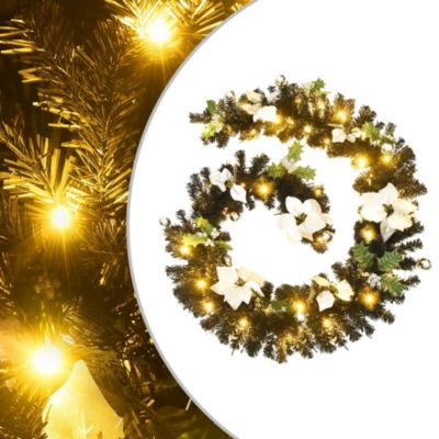 vidaXL Christmas Garland with LED Lights Black 8.9&#39; PVC
