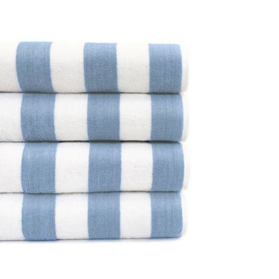 2pk OPALHOUSE Cotton Stripes Pattern Bath TowelsAqua/White52"x27"NWT 