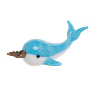 Beachcombers Miniature Turquoise Narwhal Glass Art Figurine 1 Inch. View a larger version of this product image.