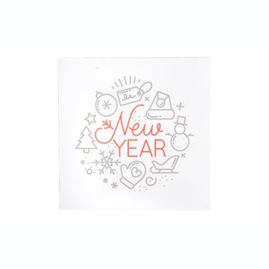 Urban Trends Collection Wood Square Canvas Wall Art with "NEW YEAR" Writing Design Smooth Finish White. View a larger version of this product image.