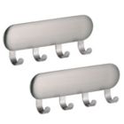 Alternate image 0 for mDesign Metal Adhesive Wall Mount Key Rack Organizer, 4 Hooks, 2 Pack - Brushed