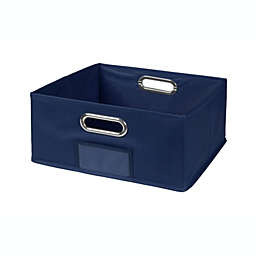 Niche Cubo Half-Size Foldable Fabric Storage Bin with Built-in Chrome Handles - Blue