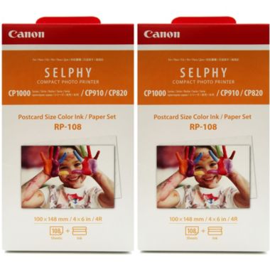 2 Unit Canon RP-108 High-Capacity Color Ink/Paper Set for SELPHY CP910 Printer. View a larger version of this product image.