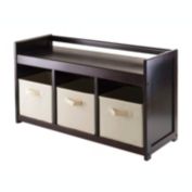 Winsome Addison 4pc Storage Bench with 3 Foldable Fabric baskets in Beige