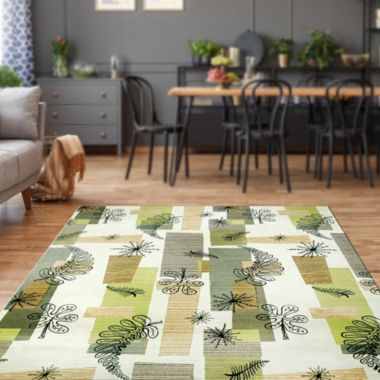 Homefires Decorative Indoor/Outdoor Accent Rug 50'S Mod Fern - 21" X 54". View a larger version of this product image.