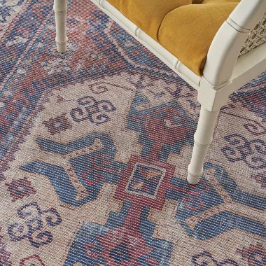 Nicole Curtis Machine Washable Series 1 6' x 9' Red/Navy Vintage Indoor Rug. View a larger version of this product image.