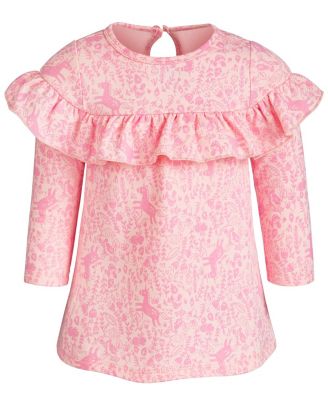 First Impressions Baby Girls Enchanted-Print Ruffle Dress Pink Size 6-9M