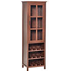Alternate image 0 for HOMCOM Tall Wine Cabinet Bar Display Cupboard with Glass Door and 3 Storage Compartment for Living Room, Home Bar, Dining Room, Walnut