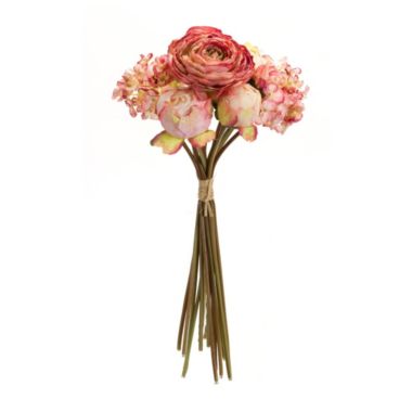 Melrose Set of 6 Pink Peony and Hydrangea Spring Floral Bouquet 16.75". View a larger version of this product image.