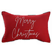 Outdoor Living and Style 13" x 20" Crimson Red and White Rectangular "Merry Christmas" Indoor and Outdoor Embroidered Lumbar Pillow