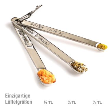 Measuring Spoons Set Of 3 (Tad 1/4 Teaspoon, Dash 1/8 Teaspoon, Pinch 1/16 Teaspoon). View a larger version of this product image.