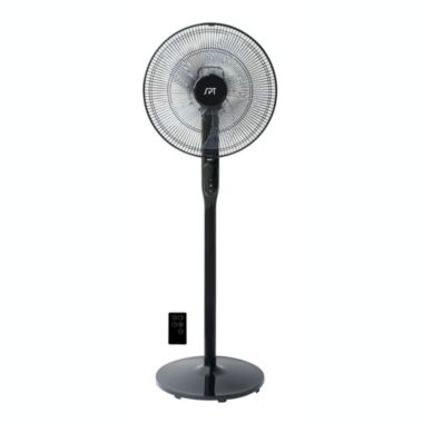 Sunpentown Heavy Duty Quiet 16" DC-Motor Energy Saving Stand Fan with Remote Control and Timer - Piano Black. View a larger version of this product image.