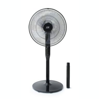 Sunpentown Heavy Duty Quiet 16" DC-Motor Energy Saving Stand Fan with Remote Control and Timer - Piano Black. View a larger version of this product image.