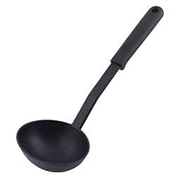 Unique Bargains Household Kitchenware Tableware Plastic Soup Sauce Ladle Spoon Hanging Black