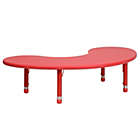 Alternate image 1 for Flash Furniture 35&#39;&#39;W x 65&#39;&#39;L Half-Moon Red Plastic Height Adjustable Activity Table