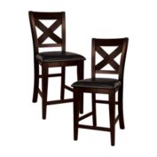 Lazzara Home Jarvis 43.25 in. Warm Merlot Full Back Wood Frame Dining Bar Stool with Faux Leather Seat (Set of 2)